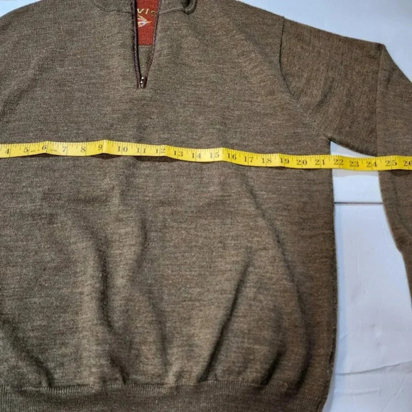 Orvis Sweater Men's M Brown Merino Wool 1/4 Zip Mock Neck Pullover Longsleeve - Picture 5 of 11